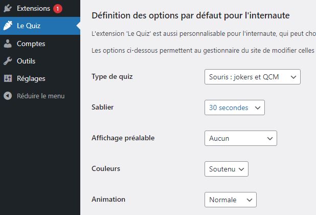 Les options du gestionnaire