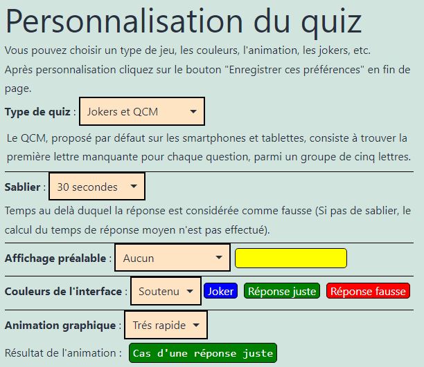 Les options de l'utilisateur