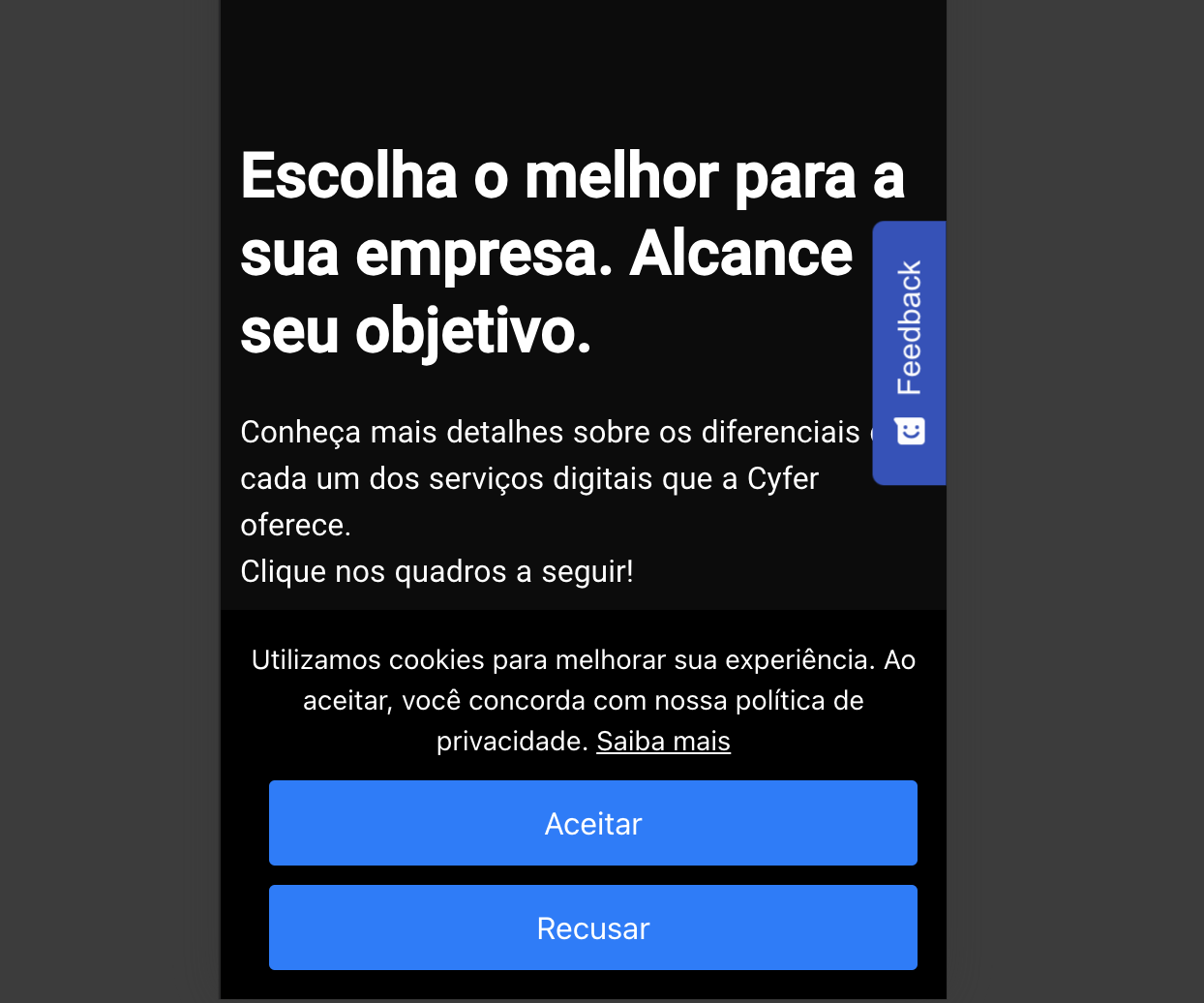 **Visualização mobile:** Barra de notificação mobile.