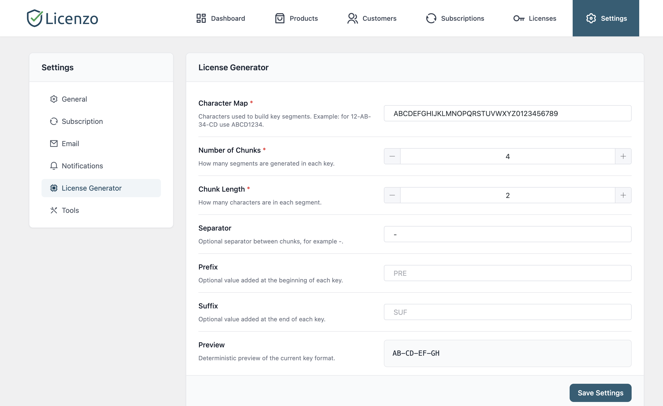 Products – Manage your licensed products with WooCommerce integration.