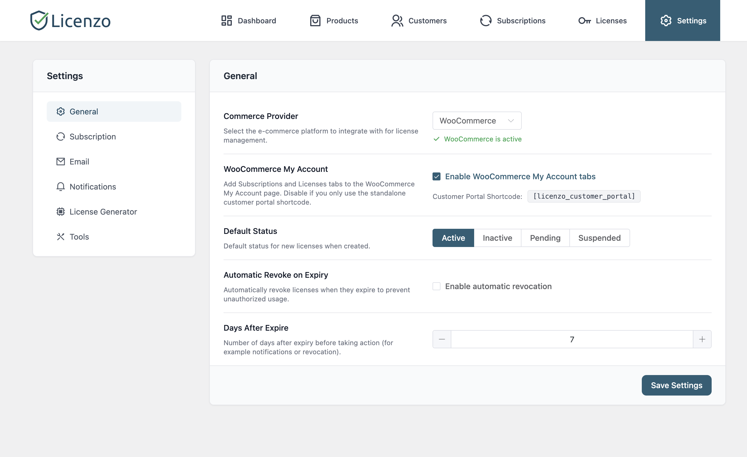 Subscription Settings – Set up subscription rules and renewal behavior.