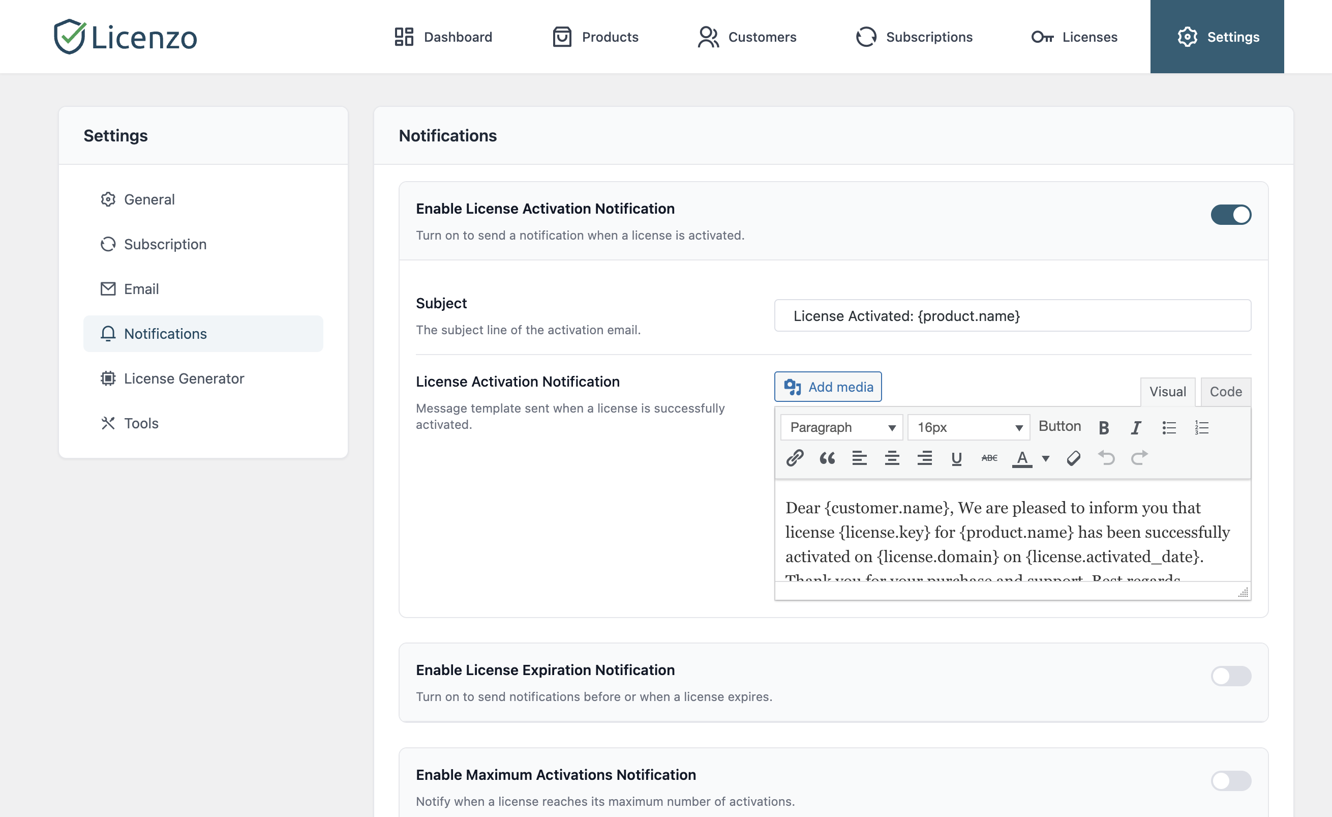 License Key Generator – Define custom key formats, lengths, and prefixes.