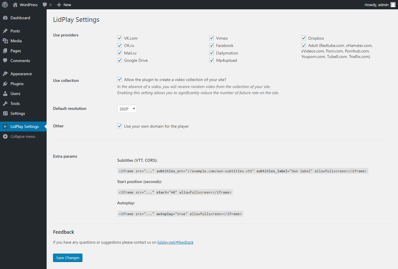 Plugin Settings