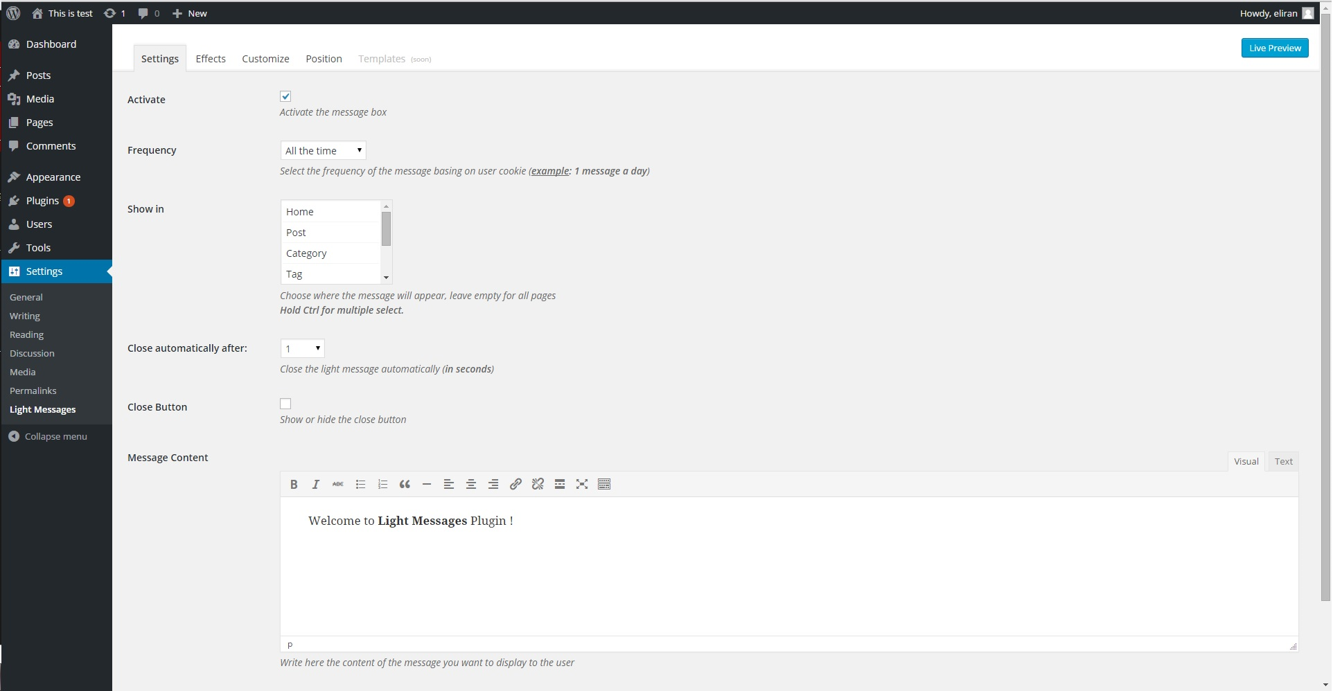 Genral settings.