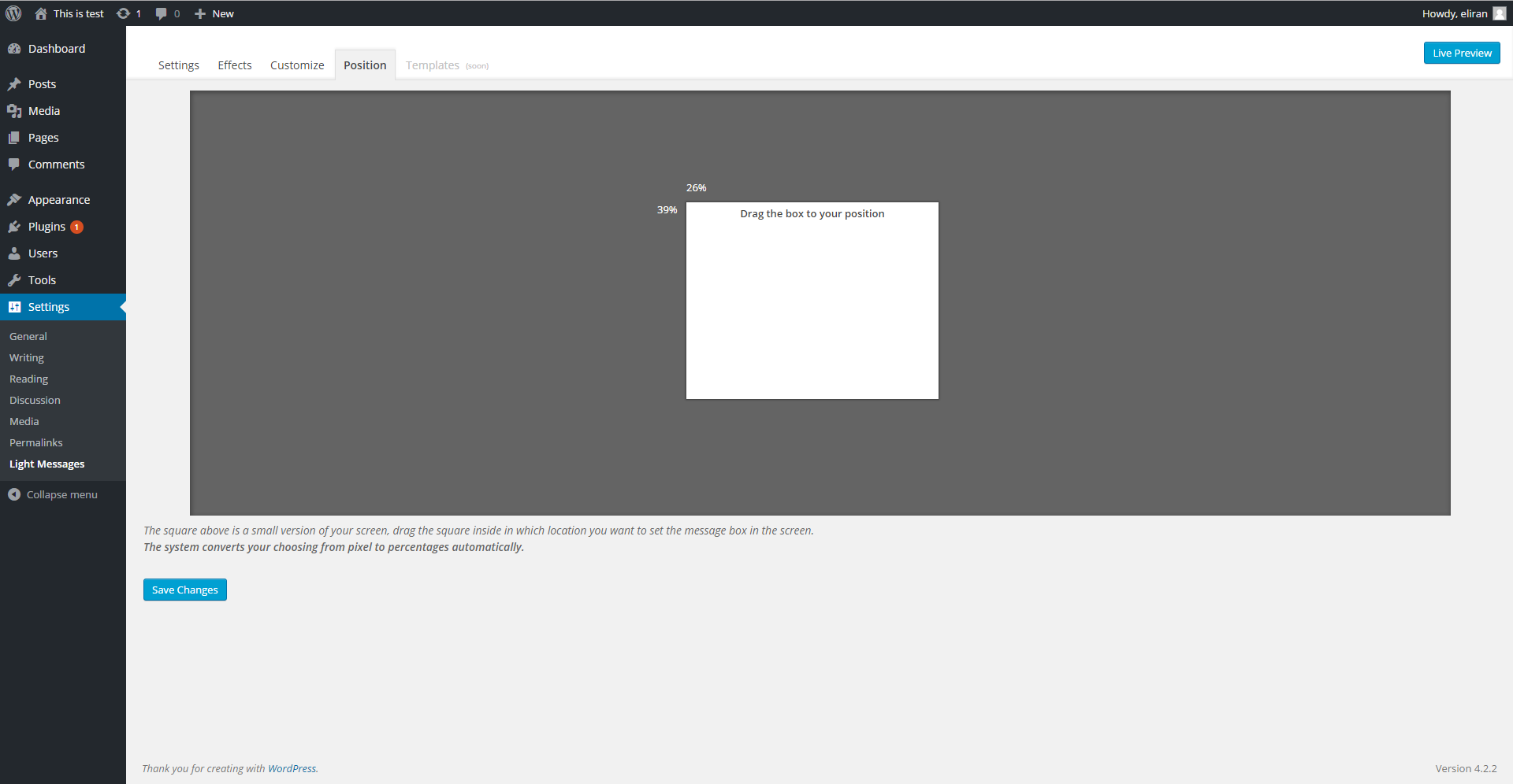 Easy tool to set position relative to the screen.