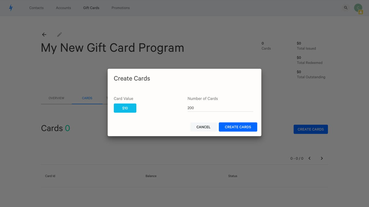 Create and download Gift Card codes from Lightrail to send to your customers.