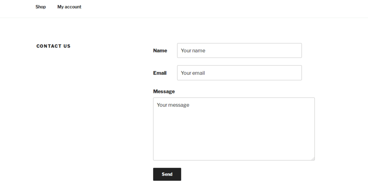 This is how the contact form appears using the default WordPress theme.
