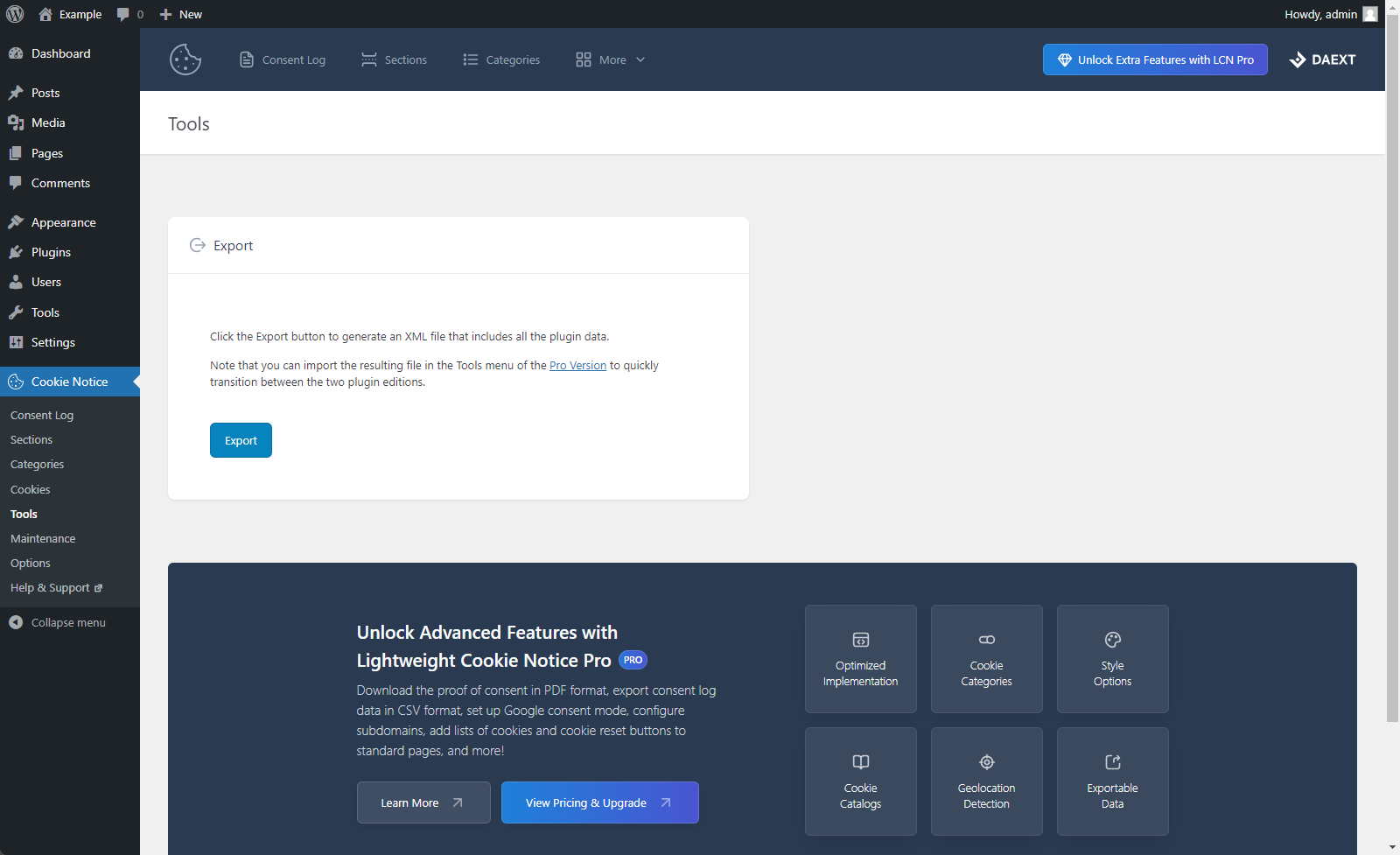 Configure custom colors for any element included in the cookie notice.