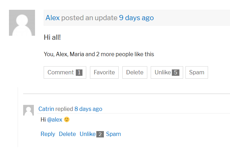 BuddyPress activity