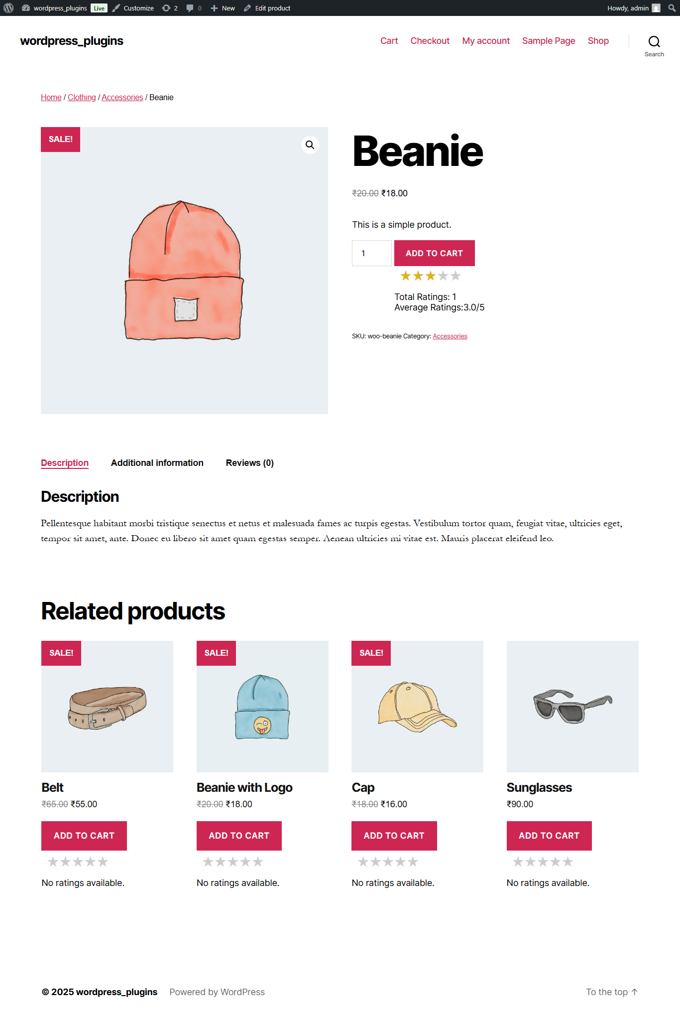Single Product Page – Before Button