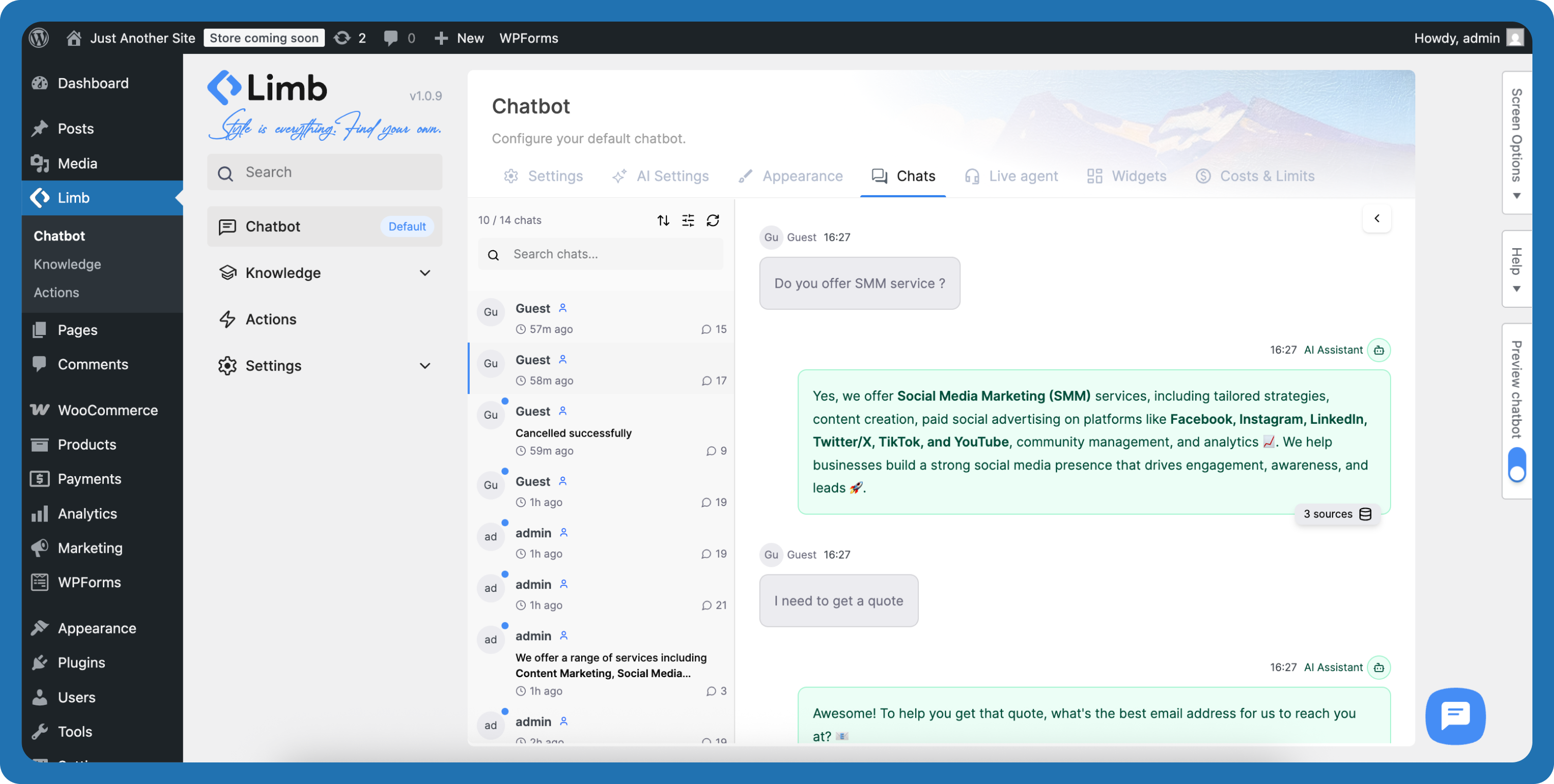 **Get Quote - Conversational Form Setup** - Configure conversational form parameters