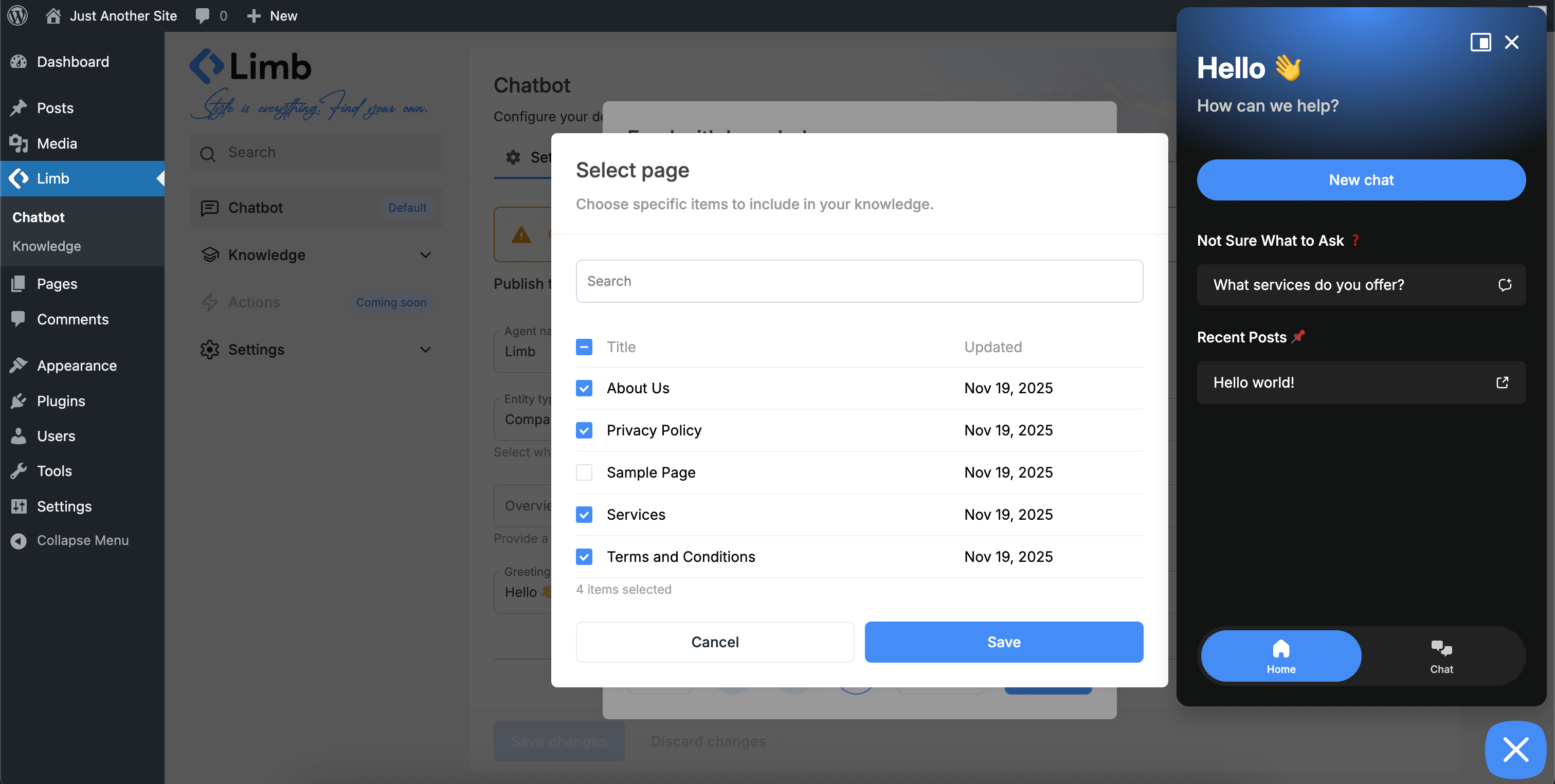 **Appearance Settings** - Customize chatbot colors, icons, AI avatars, themes, positioning, and visual style