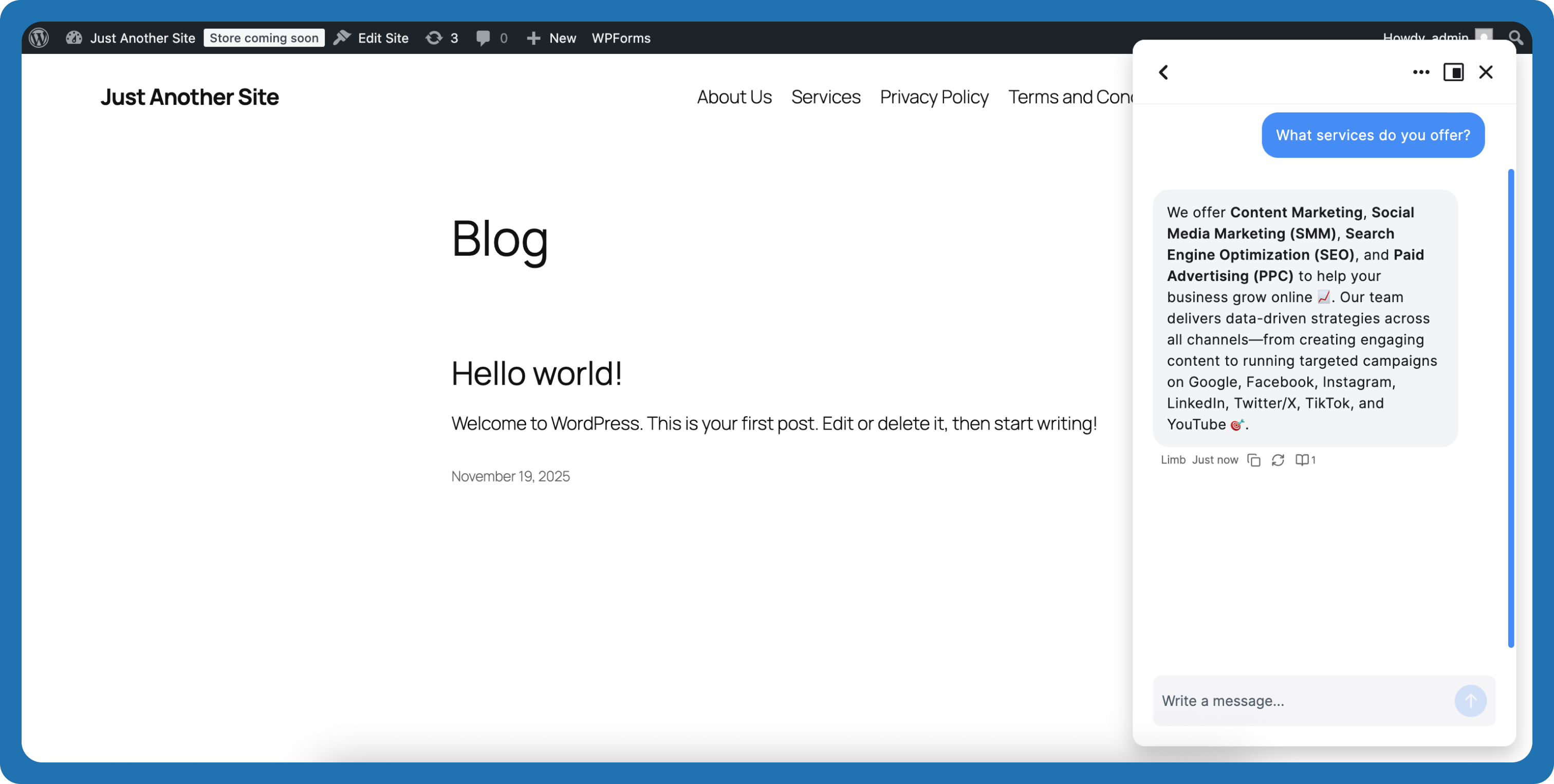 **Chats Log** - Chat logs dashboard with conversation history and knowledge source visibility