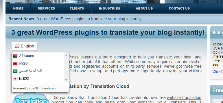 Easy language selection via dropdown.