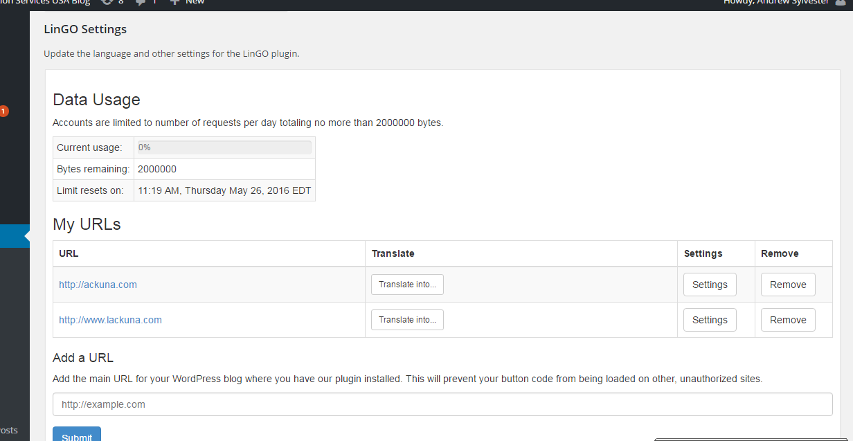 Viewing statistics and other data from the admin panel.