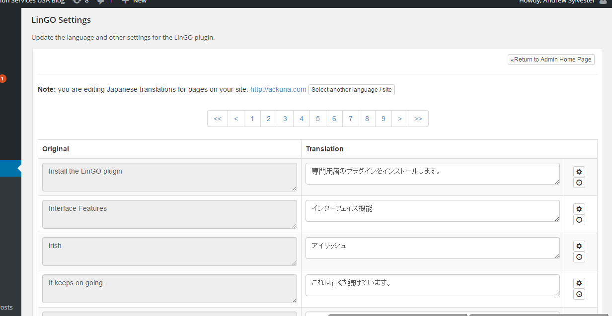 Editing the site's translations.