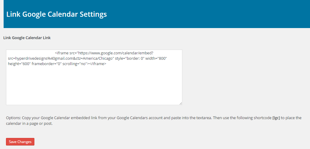 settings page