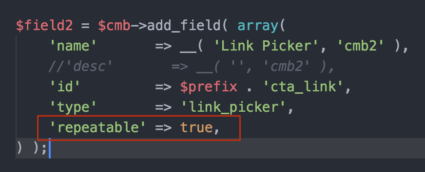 Setting a field as repeatable