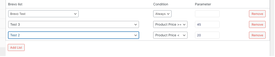 Define advanced conditions for when to sync a customer to a list.