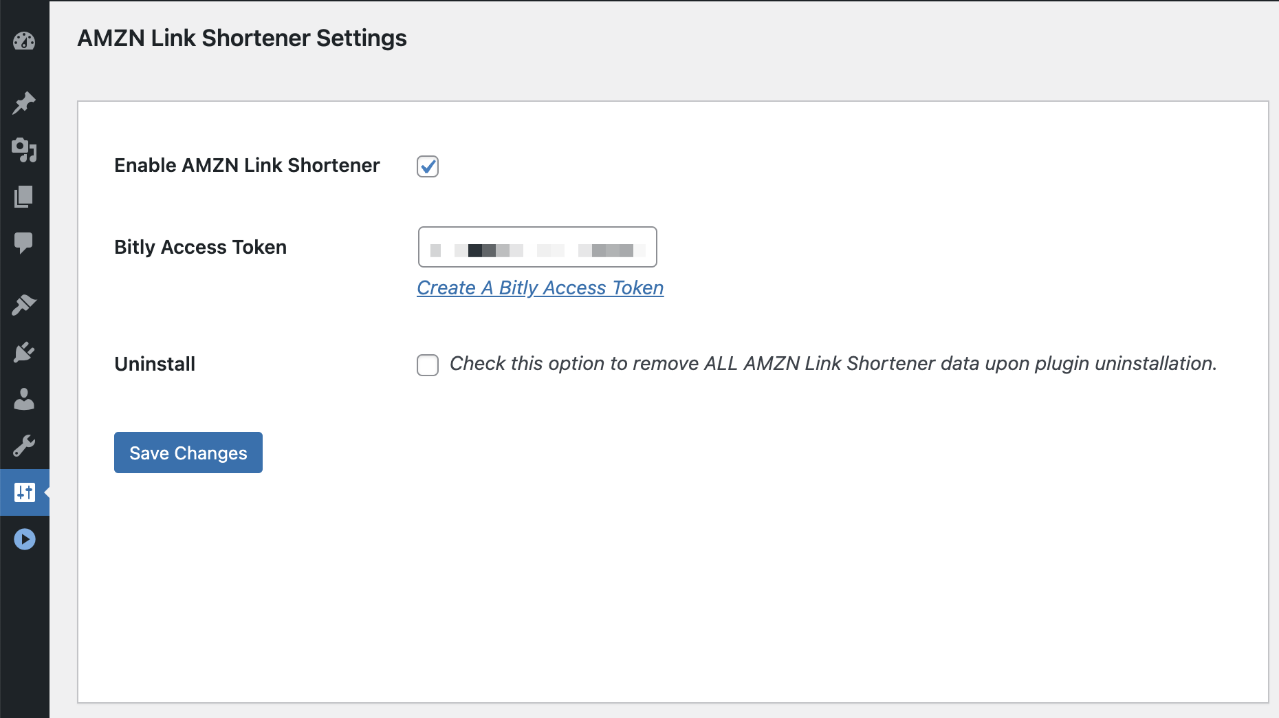 Plugin settings page