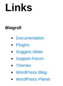 Simple example page with a small link list