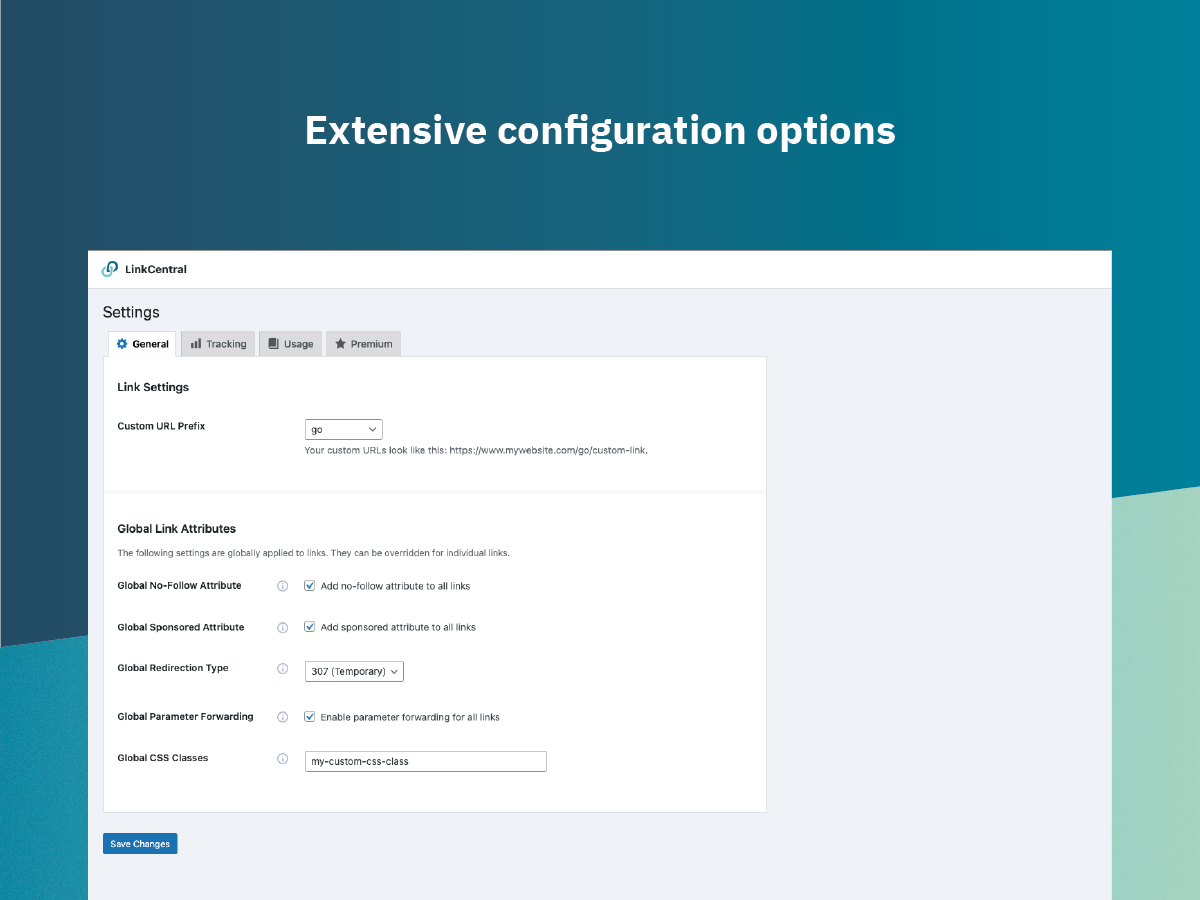 **Comprehensive Settings**: Extensive configuration options for link tracking, behavior, integrations, and more.
