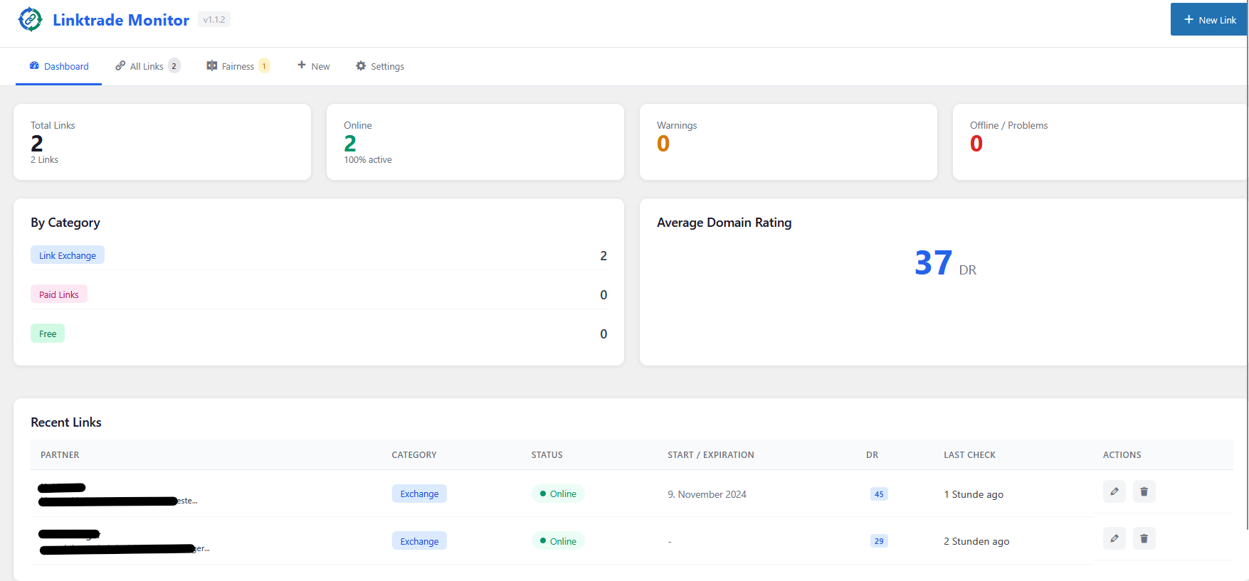 All Links - Complete list with filtering and search