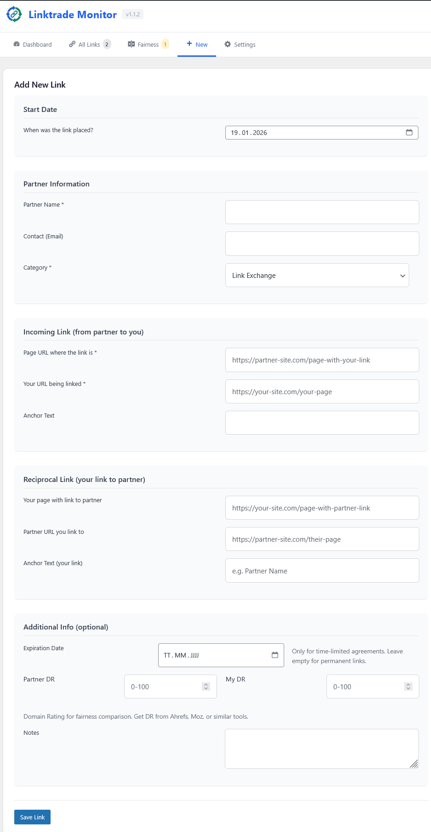 Fairness Tracker - Monitor link exchange reciprocity