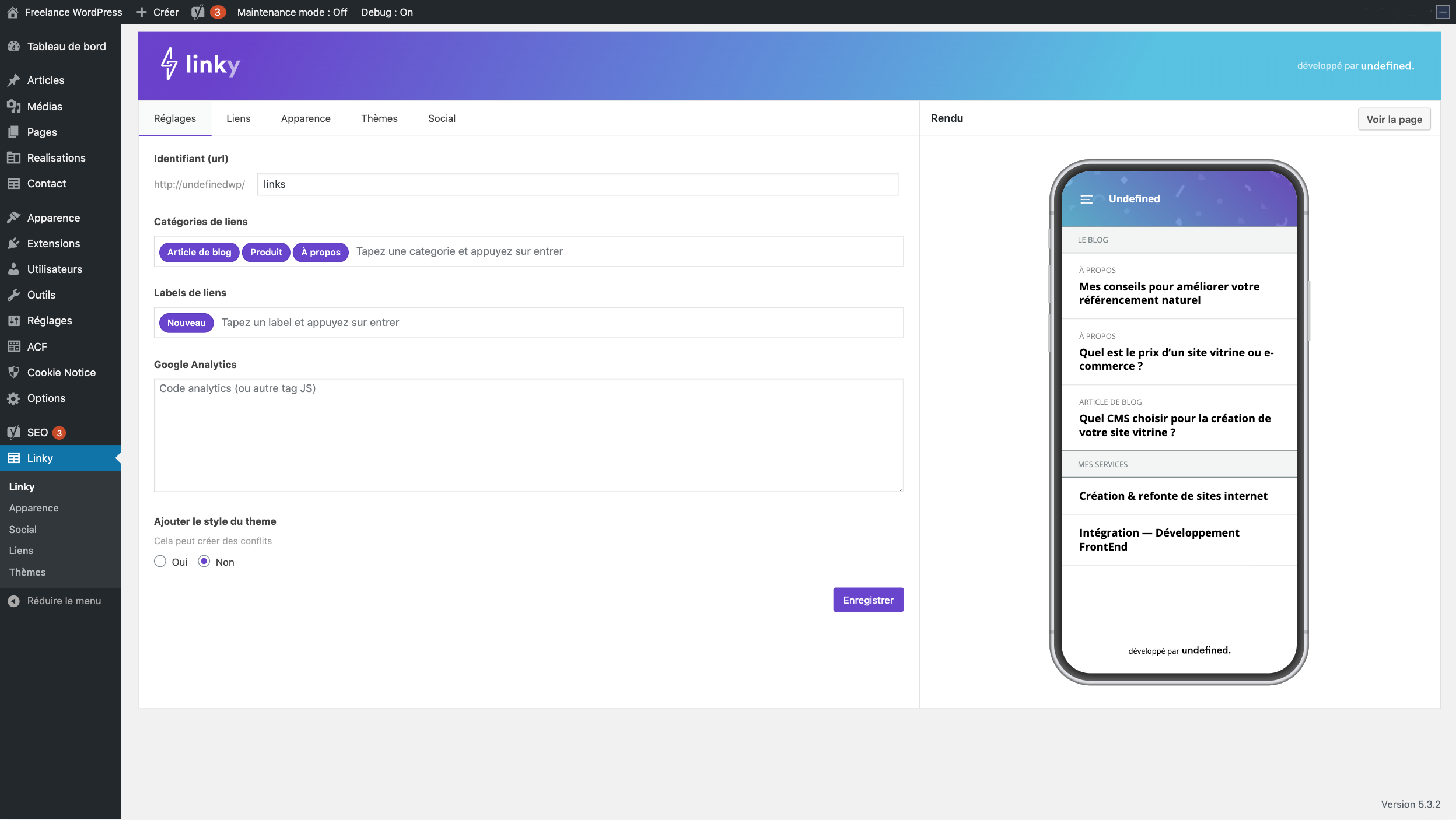 Configure your Linky Hub Appareance with title, colors, gradients and picture profile