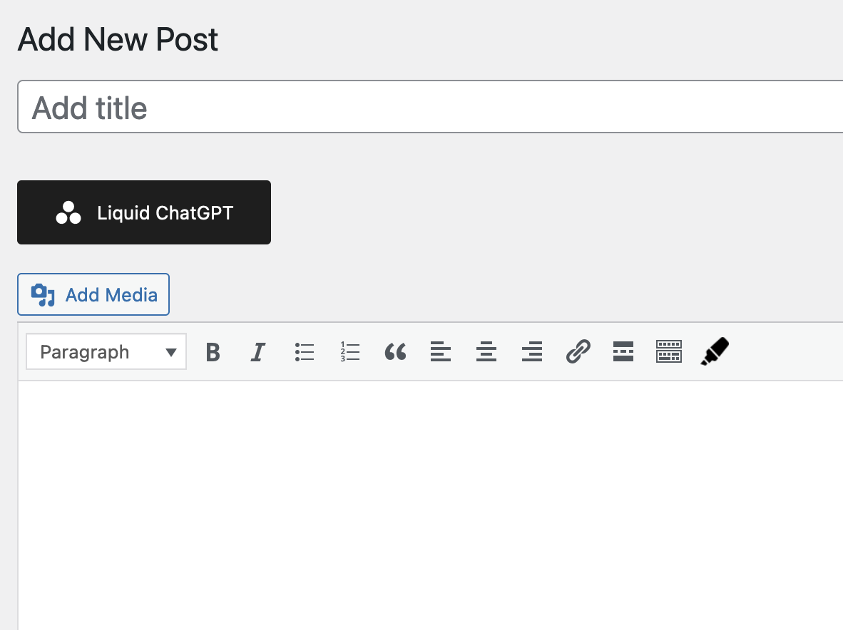 Liquid ChatGPT button in Classic editor.