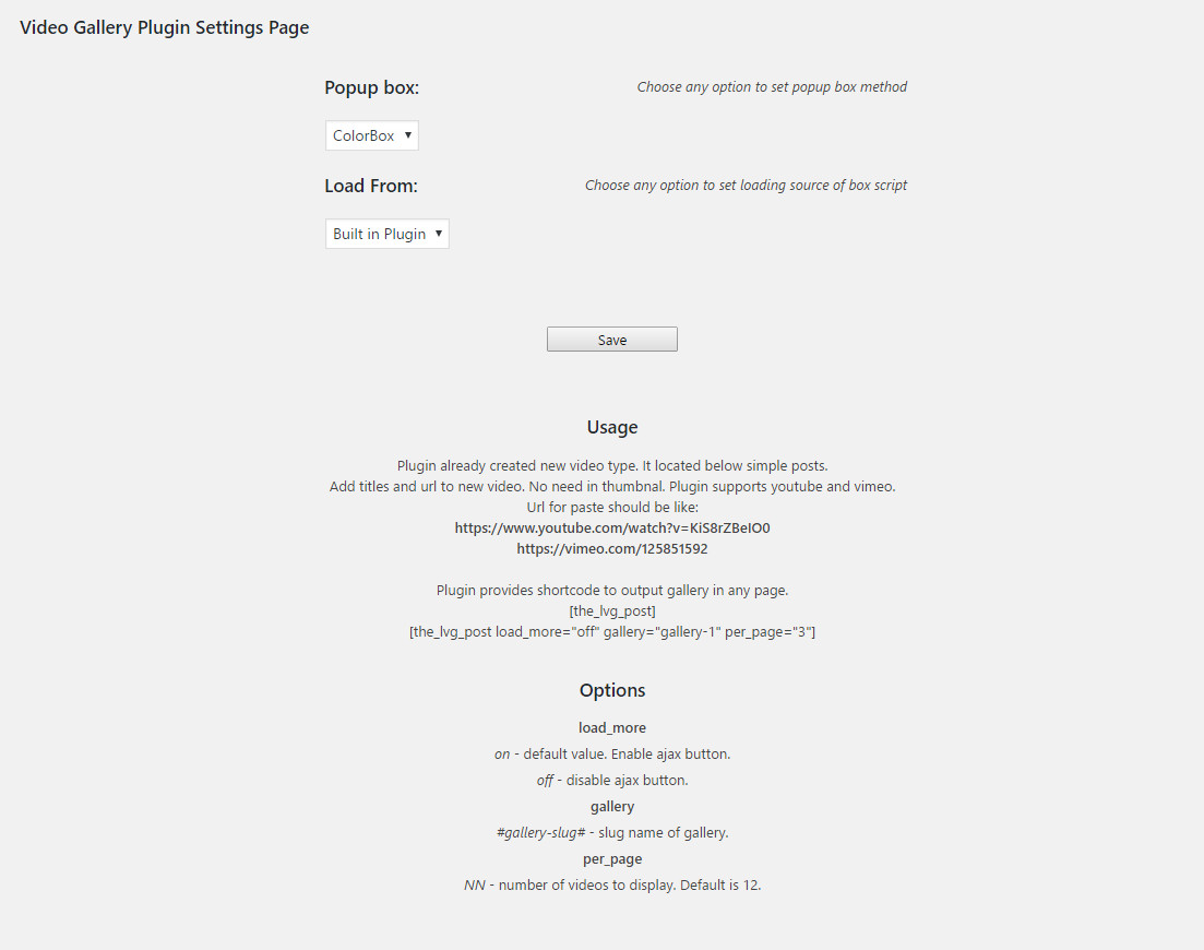 Plugin's settings