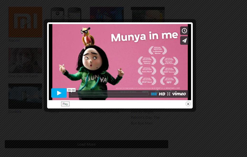 Opened video