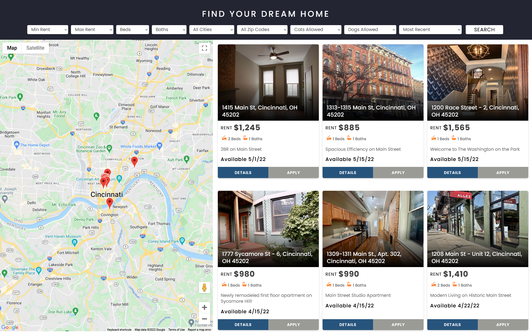 Interactive appfolio properties listings