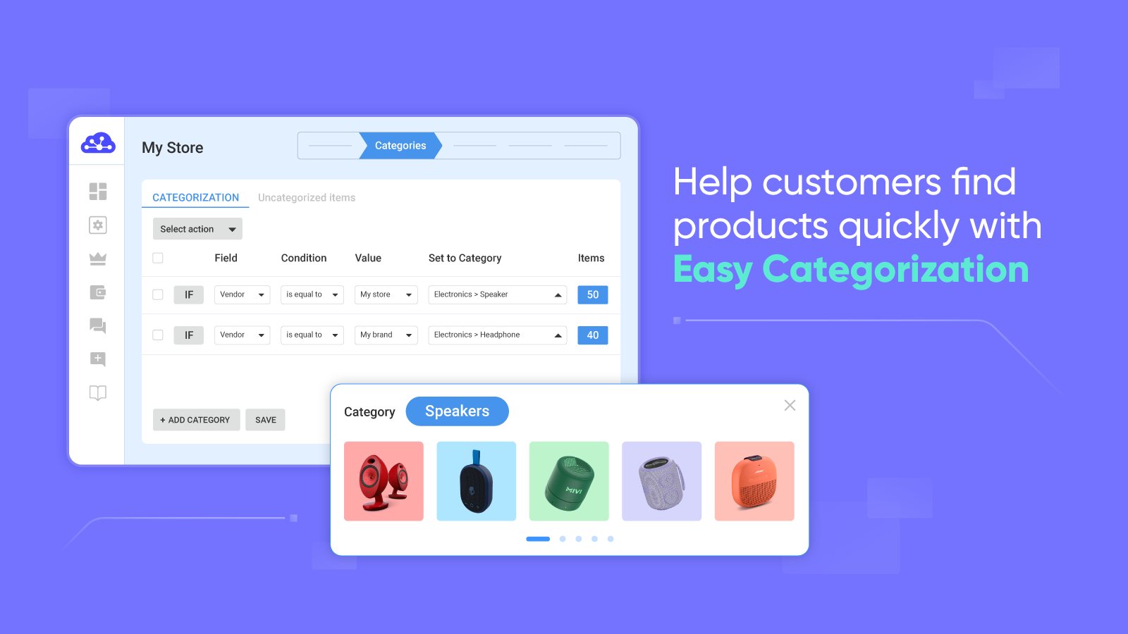 Help customers find products quickly with Easy Categorization