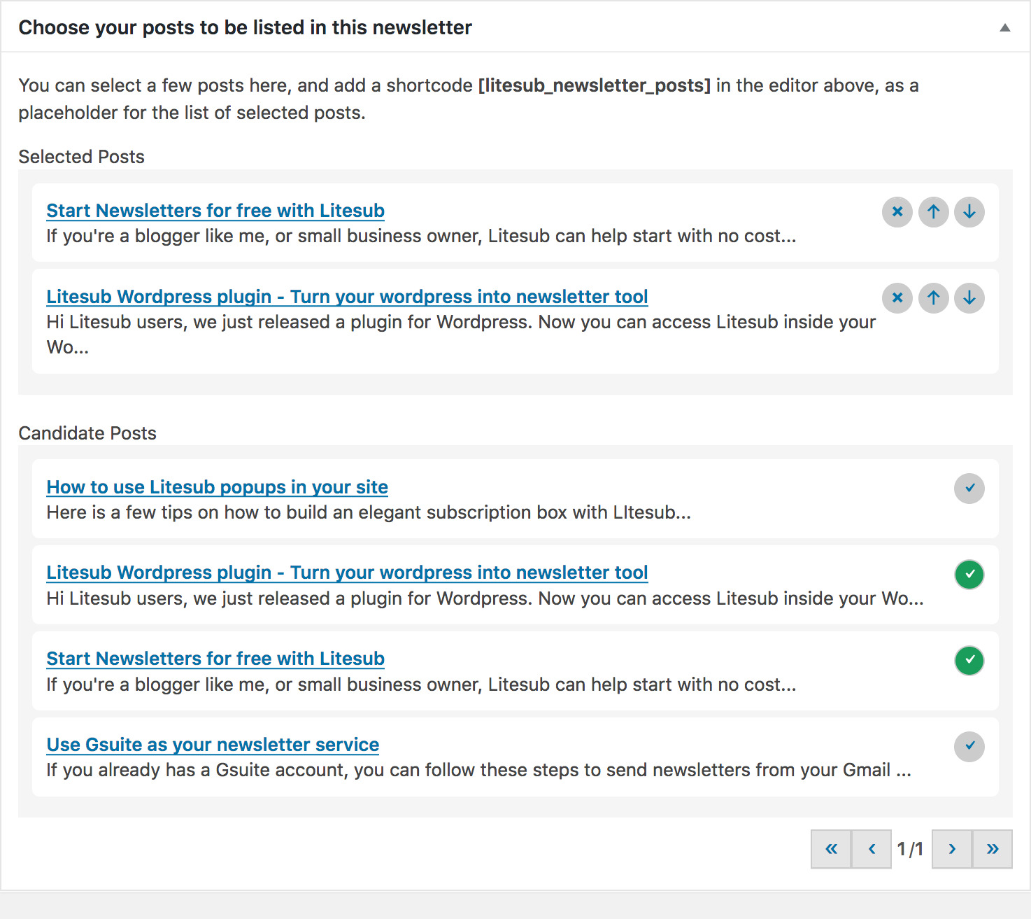 Select which post to be listed in the newsletter
