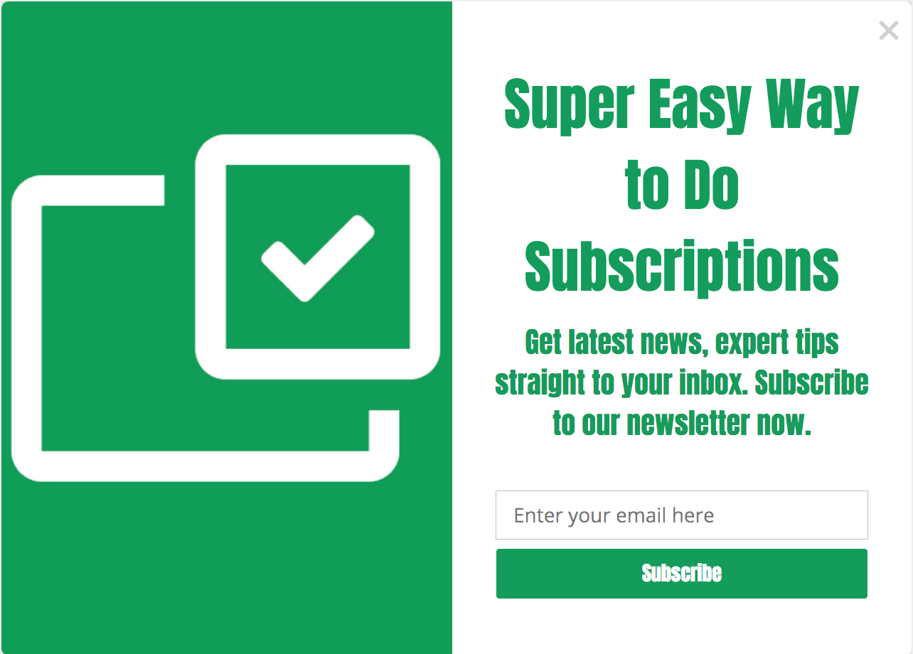 Simple popup built with Litesub form builder
