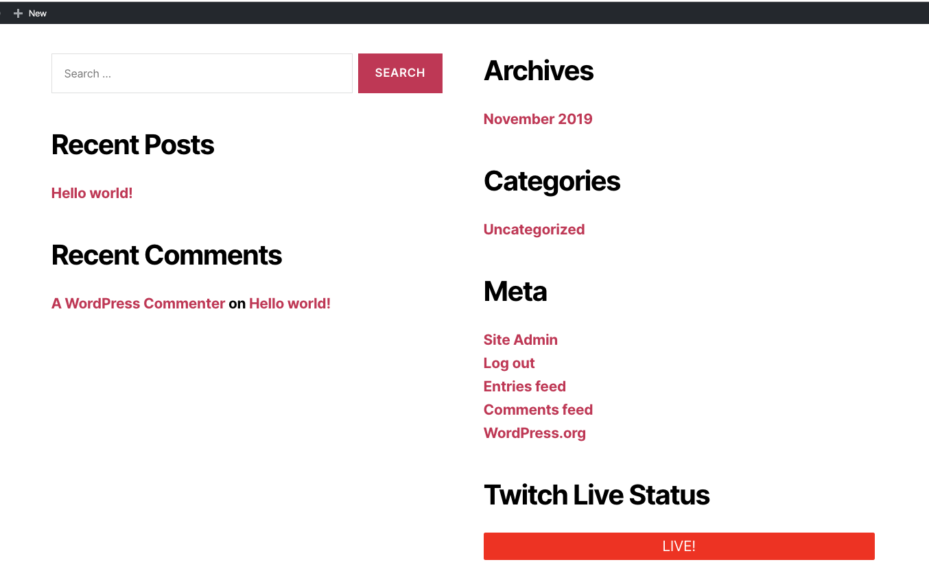 What it looks like in the frontend. This example is the footer widgets of the default 2020 wordpress theme.