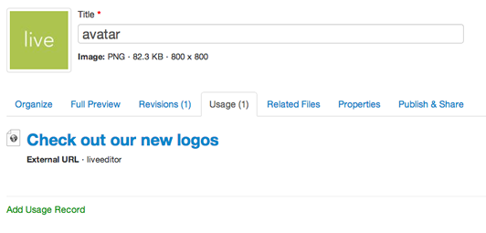 Automatically track usages in the Live Editor application when you add them to your WordPress posts and pages