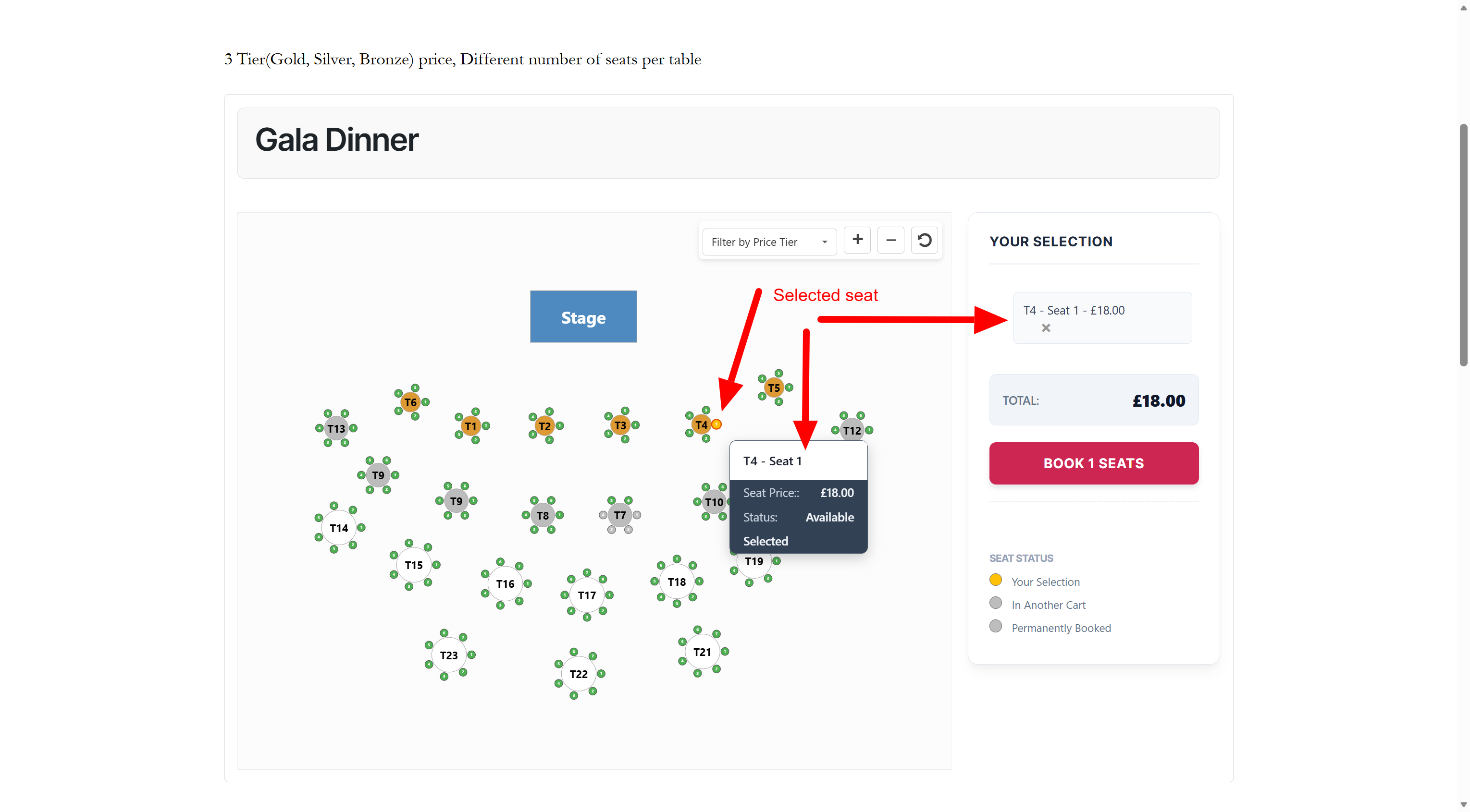 [PREMIUM] Link your seating map to WooCommerce products with Tiered Pricing.