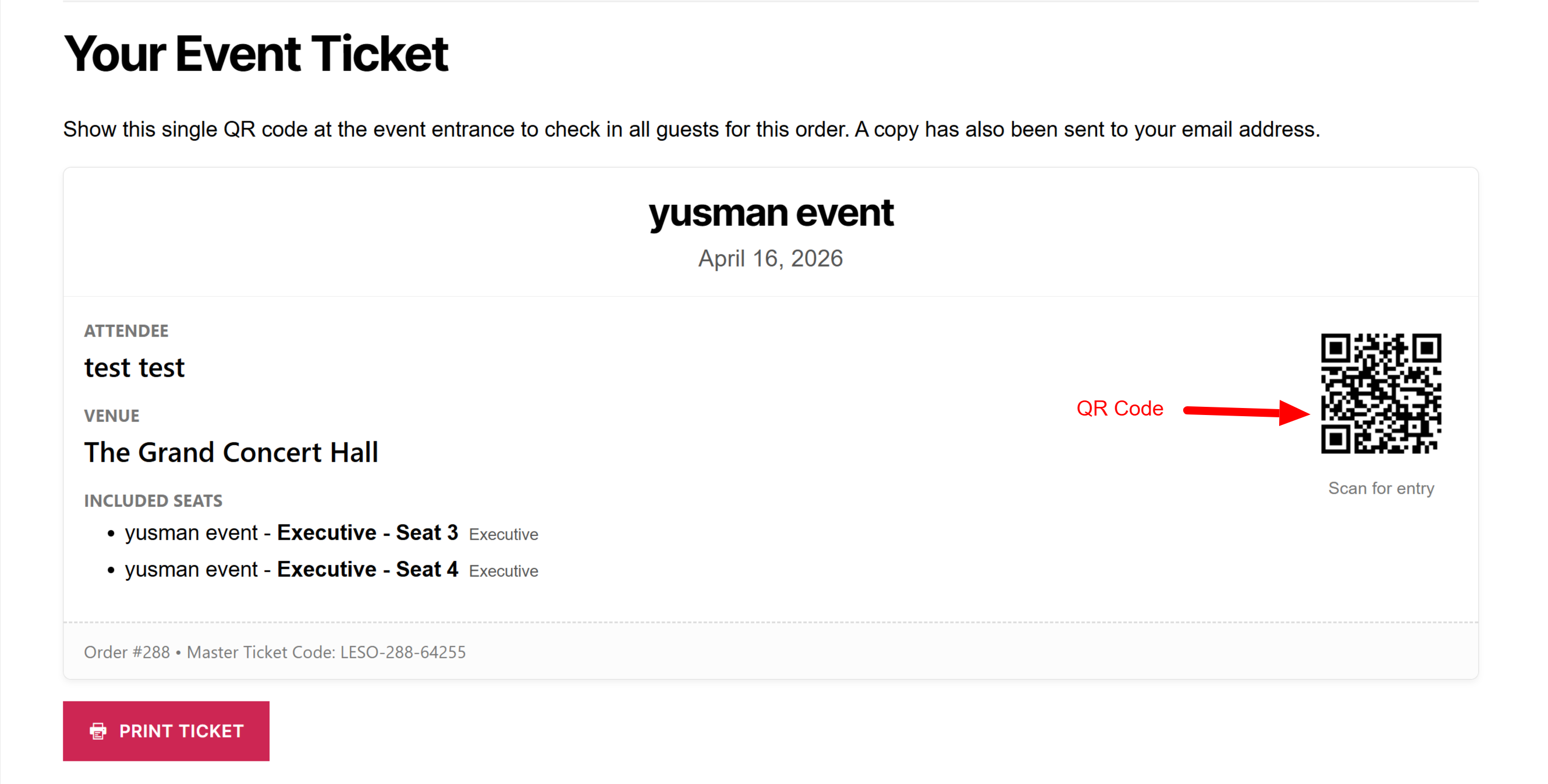 [PRO] Built-in QR Code ticket scanner for fast event-day attendee check-ins.
