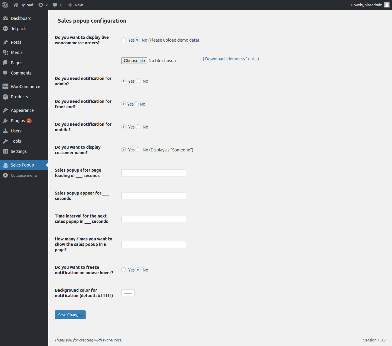 Admin panel settings