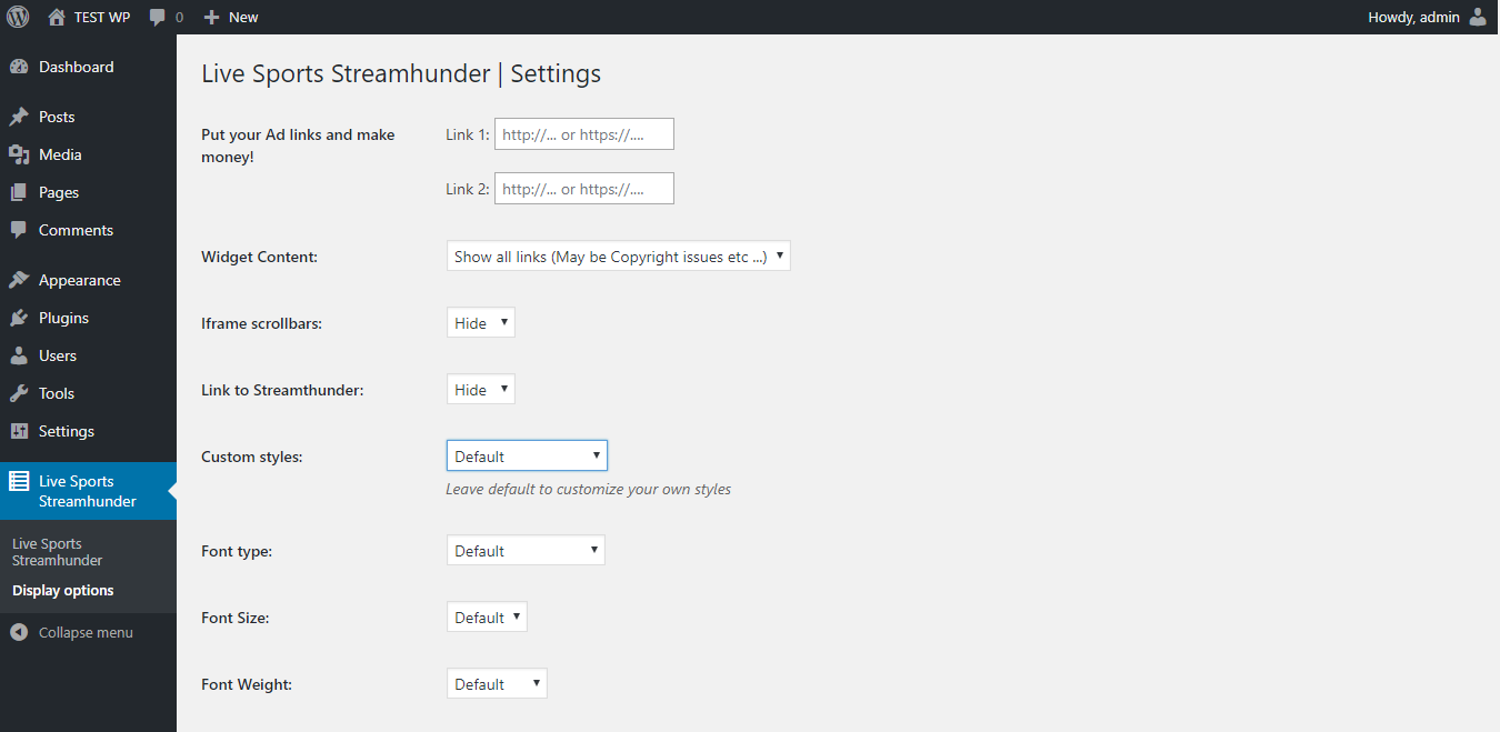 Display Options set your styles (1)