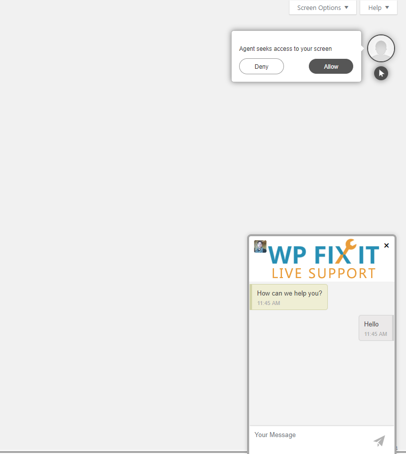 Screen control to show your issue to the agent