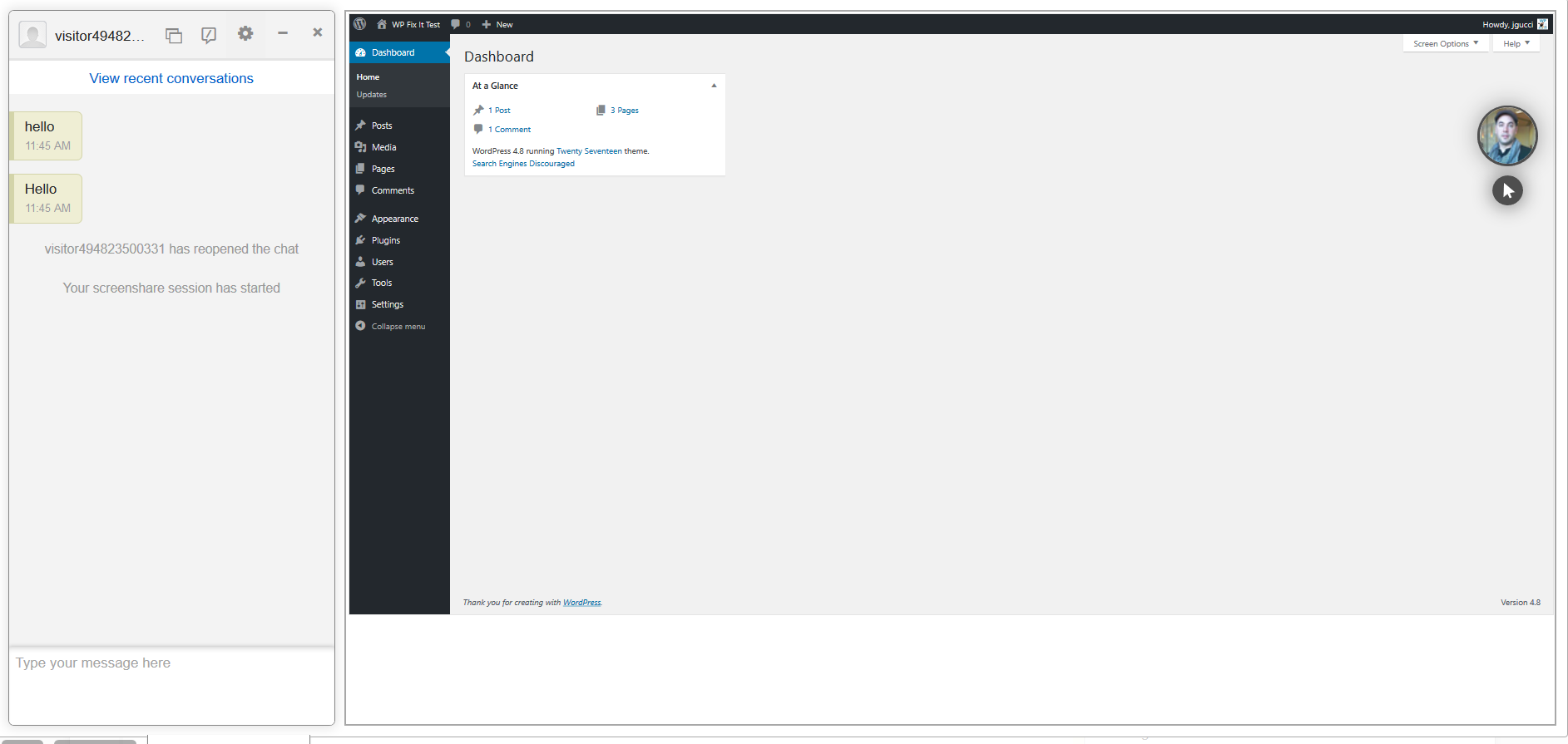 Agent view of screen control access