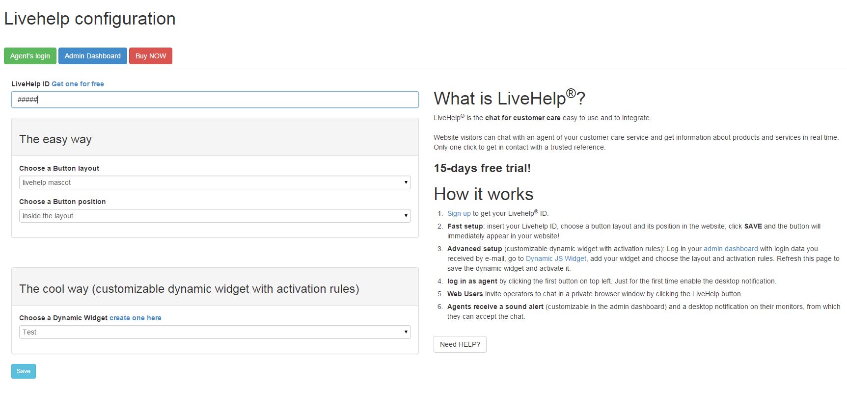 In this panel you can configure the widget on frontend.