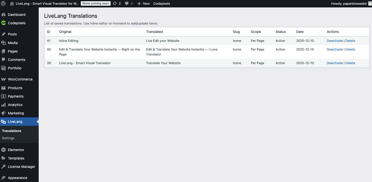 Clicking any text to edit or translate instantly.