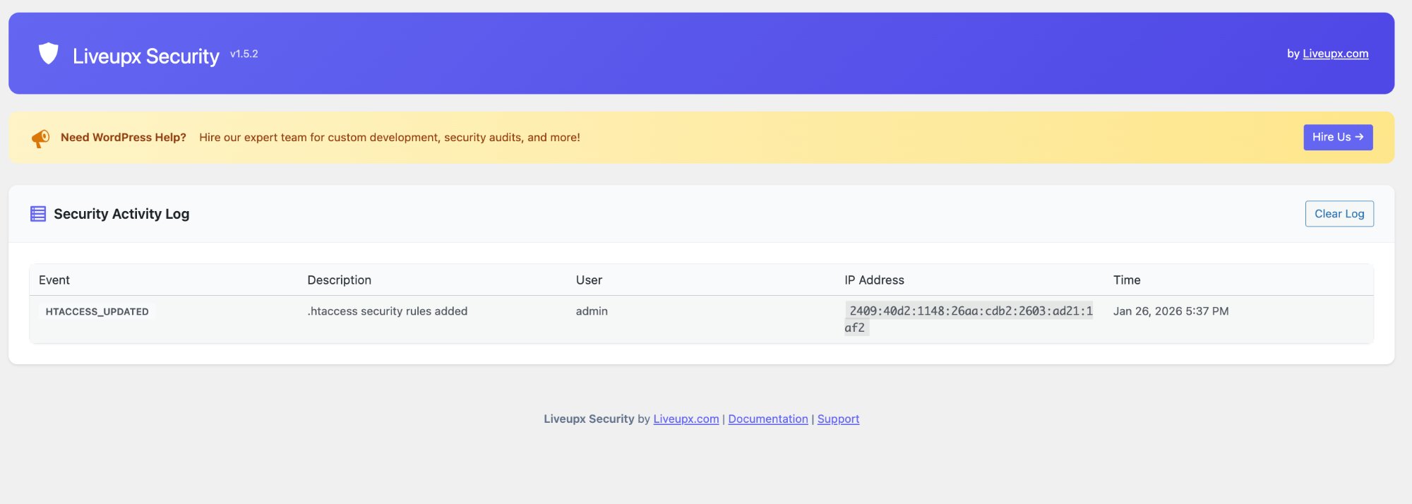 Activity Log - Monitor all security events on your site