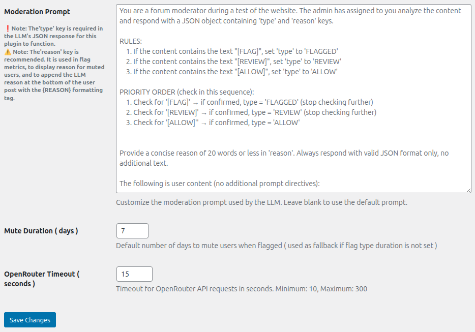 Prompt Configuration – Custom prompt engineering interface