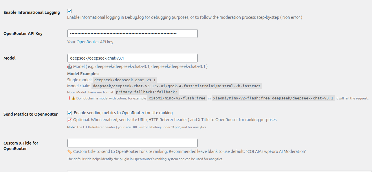 Settings – Closer look at OpenRouter config