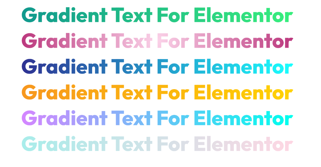 Beautiful gradient text examples showcasing multiple preset palettes in action